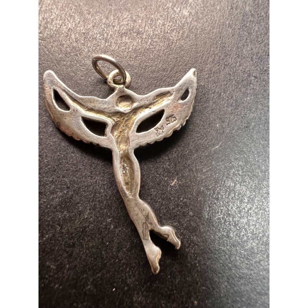 Vintage Sterling Silver Winged Goddess Angel Pendant 2.55g - Picture 4 of 8